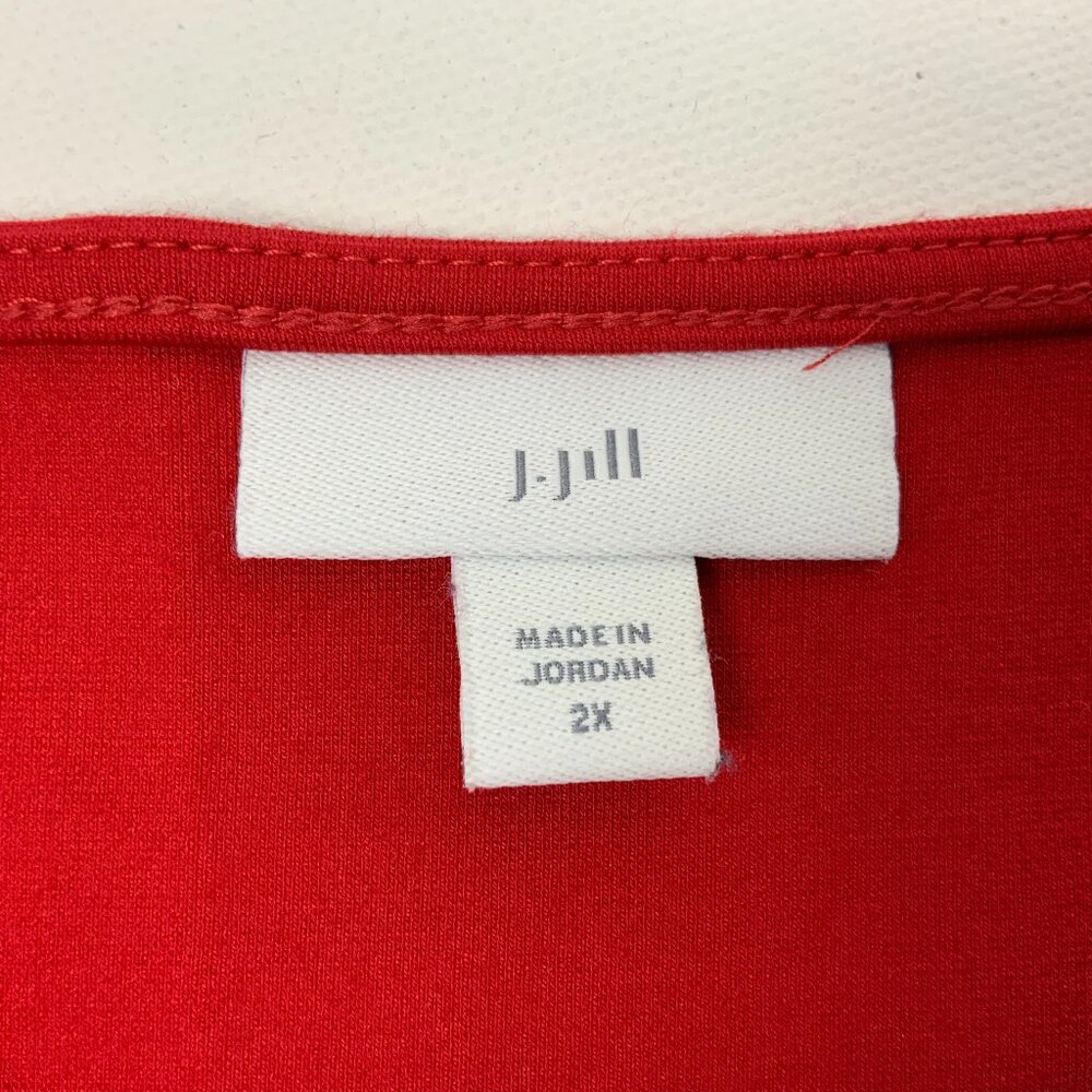 New J Jill Simple Elegance Puff Sleeves Dress In Red Cherry Size 2XL - Picture 4 of 16